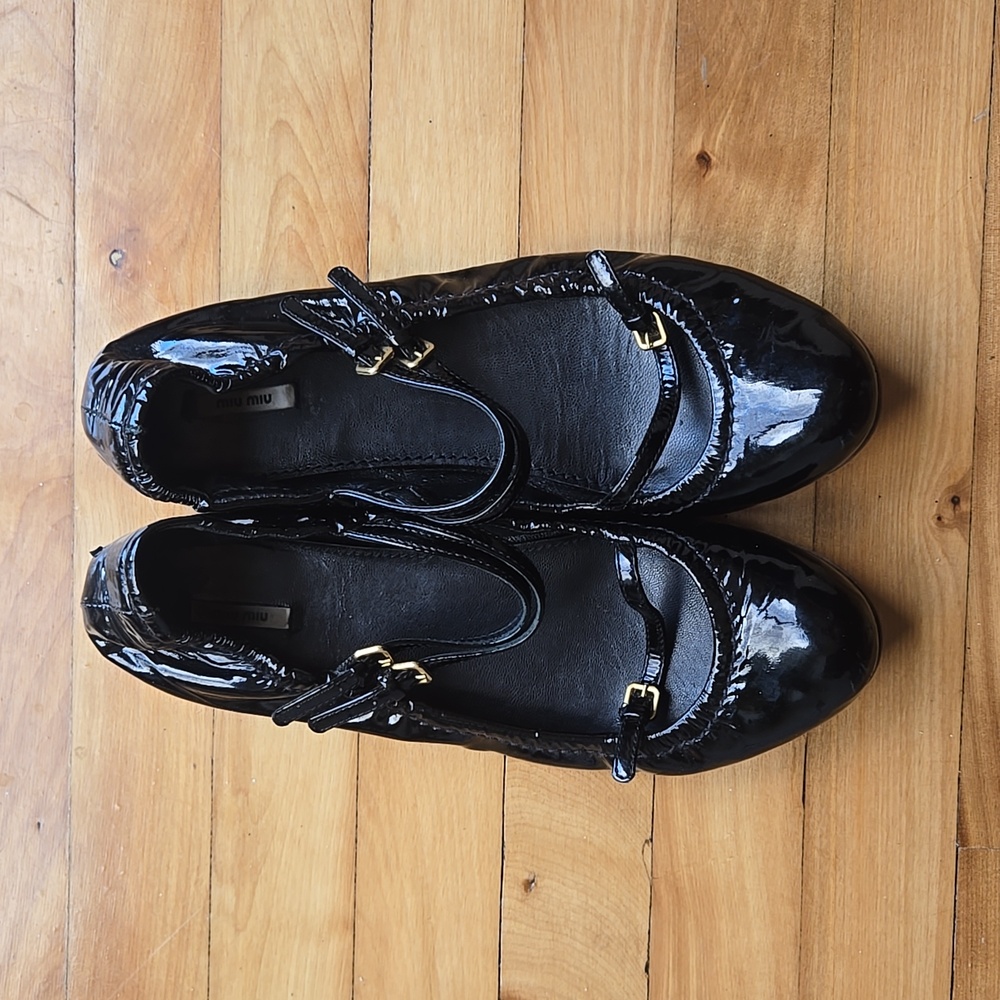 Miu Miu Patent Leather Mary Jane Ballet Flats